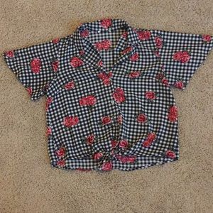 Plaid with Roses T-Shirt